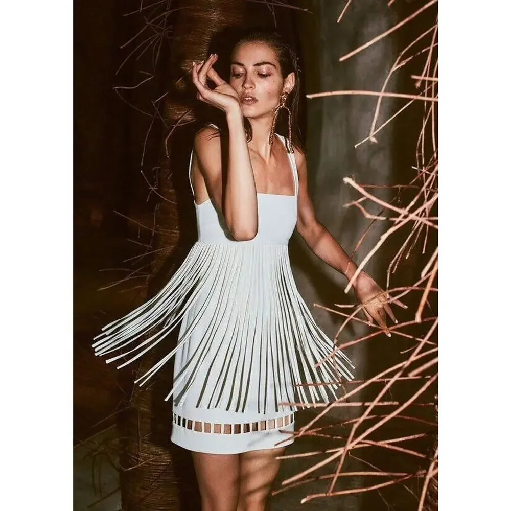 Alexis | Dresses | 65 Alexis Saskia Alabaster Sleeveles Mini Fringe Dress  Sz Xl Bridal Wedding | Poshmark